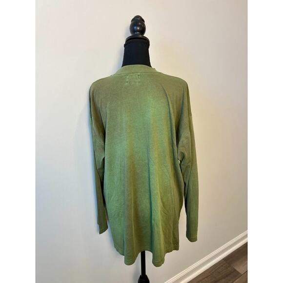 Dr. Collectors Basic Double Face Dye Tee in Green Medium Long Sleeve Cotton - Picture 2 of 6